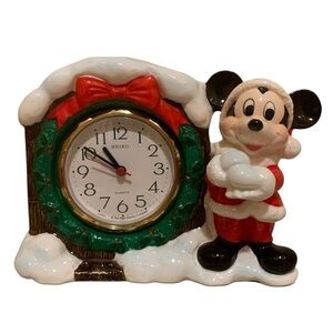 Seiko Festive Mickey Mouse Vintage Disney Small 7in Desk Christmas Holiday Clock
